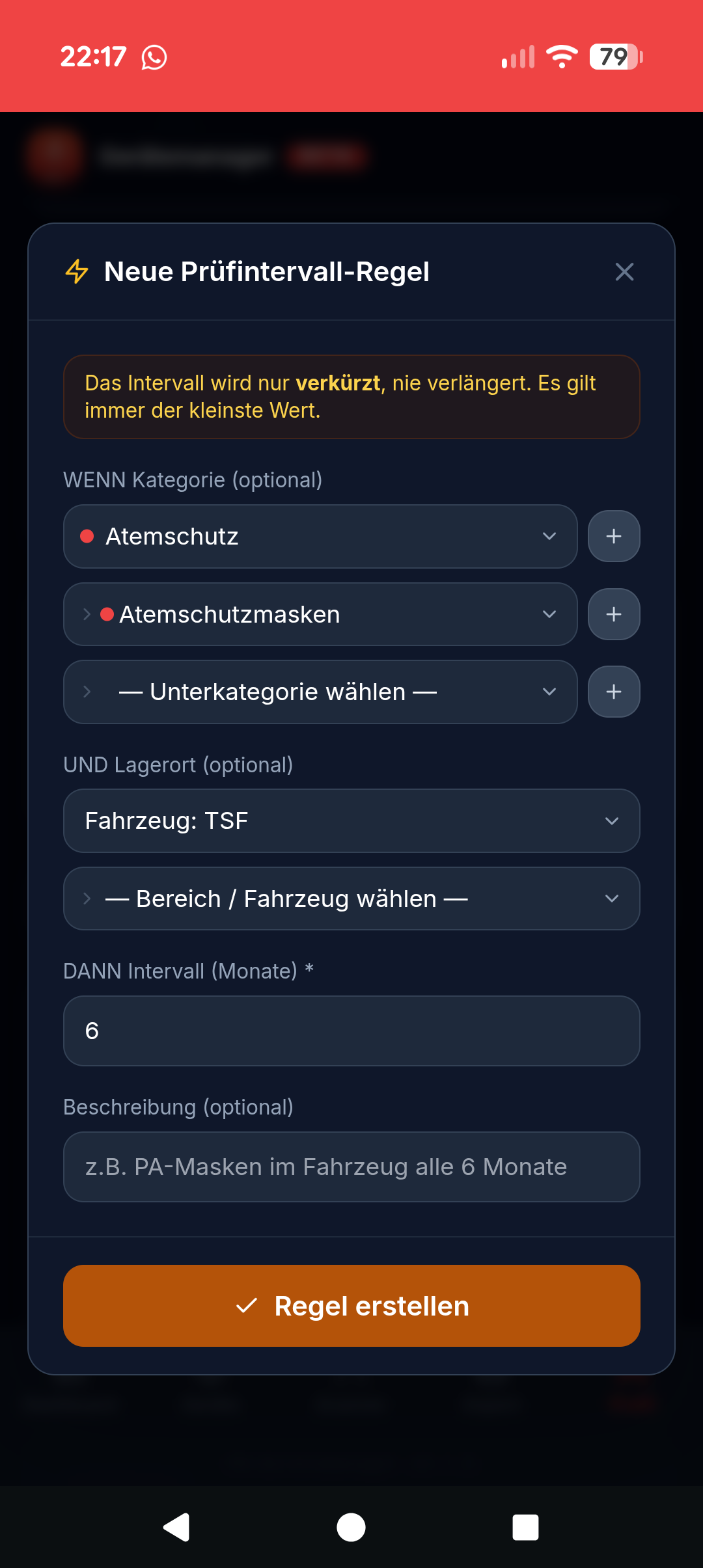 Prüfintervall-Regeln