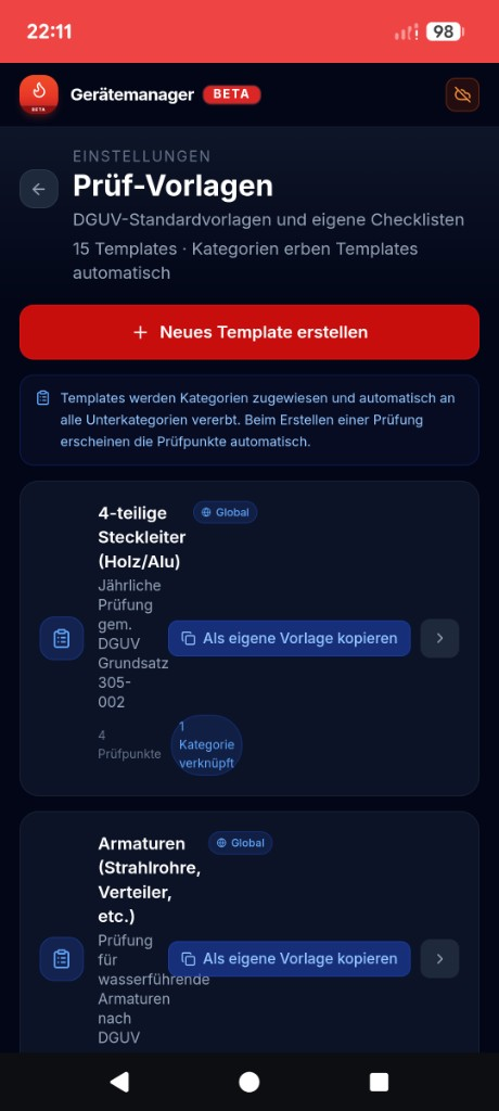 DGUV Prüf-Templates